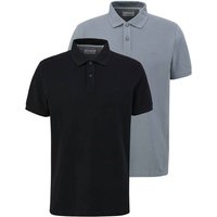 S.OLIVER s.Oliver Herren Poloshirt, 2er Pack - Basic, Polokragen, Baumwolle, einfarbig, Größe M in Schwarz