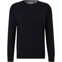 S.OLIVER s.Oliver Herren Strickpullover - Basic, Rundhals, Baumwolle, einfarbig, Größe M in Schwarz