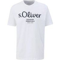 S.OLIVER s.Oliver Herren T-Shirt - Basic, Logoprint, Rundhals, Baumwolle, Größe L in Weiß