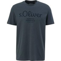 S.OLIVER s.Oliver Herren T-Shirt - Basic, Logoprint, Rundhals, Baumwolle, Größe S in Grau