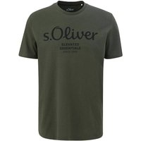 S.OLIVER s.Oliver Herren T-Shirt - Basic, Logoprint, Rundhals, Baumwolle, Größe 2XL in Grün
