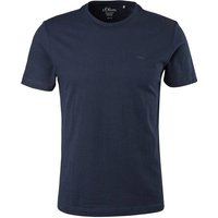 S.OLIVER s.Oliver Herren T-Shirt - Basic, Rundhals, Baumwolle, einfarbig, Größe M in Blau