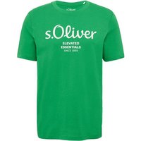 S.OLIVER s.Oliver Herren T-Shirt - Basic, Logoprint, Rundhals, Baumwolle, Größe M in Grün