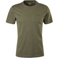 S.OLIVER s.Oliver Herren T-Shirt - Basic, Rundhals, Baumwolle, einfarbig, Größe 2XL in Grün