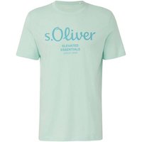 S.OLIVER s.Oliver Herren T-Shirt - Basic, Logoprint, Rundhals, Baumwolle, Größe M in Grün