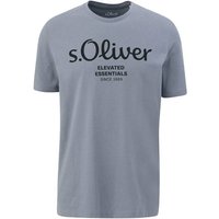 S.OLIVER s.Oliver Herren T-Shirt - Basic, Logoprint, Rundhals, Baumwolle, Größe L in Grau
