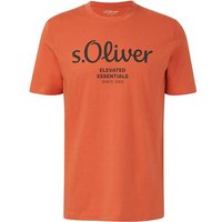 S.OLIVER s.Oliver Herren T-Shirt - Basic, Logoprint, Rundhals, Baumwolle, Größe S in Rot