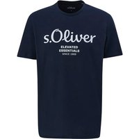 S.OLIVER s.Oliver Herren T-Shirt - Basic, Logoprint, Rundhals, Baumwolle, Größe 2XL in Blau