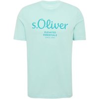 S.OLIVER s.Oliver Herren T-Shirt - Basic, Logoprint, Rundhals, Baumwolle, Größe M in Türkis