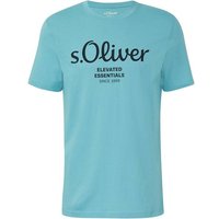S.OLIVER s.Oliver Herren T-Shirt - Basic, Logoprint, Rundhals, Baumwolle, Größe XL in Blau