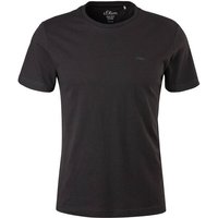 S.OLIVER s.Oliver Herren T-Shirt - Basic, Rundhals, Baumwolle, einfarbig, Größe M in Schwarz