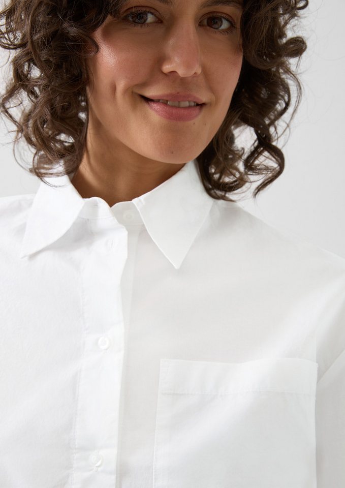 s.Oliver Kurzarmbluse Bluse Boxy Popeline-Bluse mit Brusttasche – Bild 4 von 5