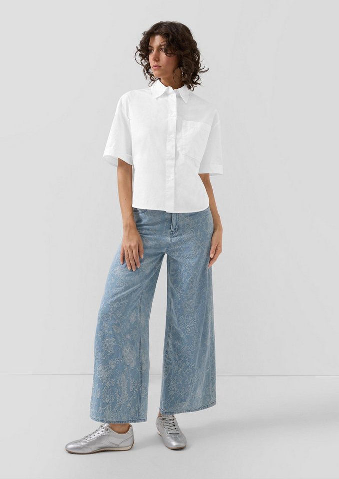 s.Oliver Kurzarmbluse Bluse Boxy Popeline-Bluse mit Brusttasche – Bild 5 von 5