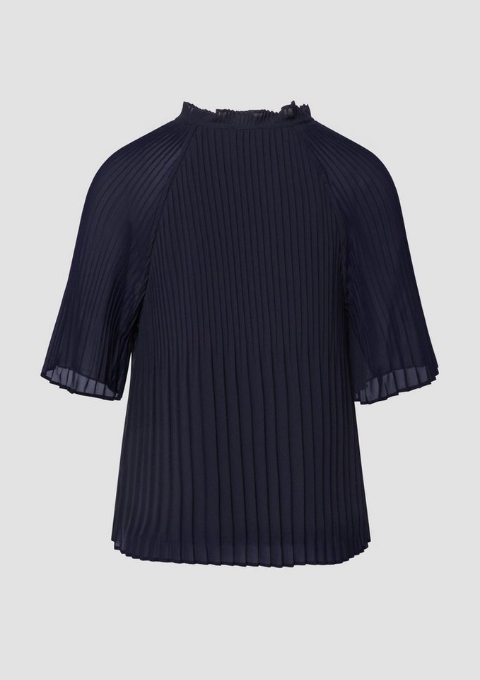s.Oliver Kurzarmbluse Bluse Festliche Chiffon-Bluse mit Plissee und Rüschen – Bild 3 von 5
