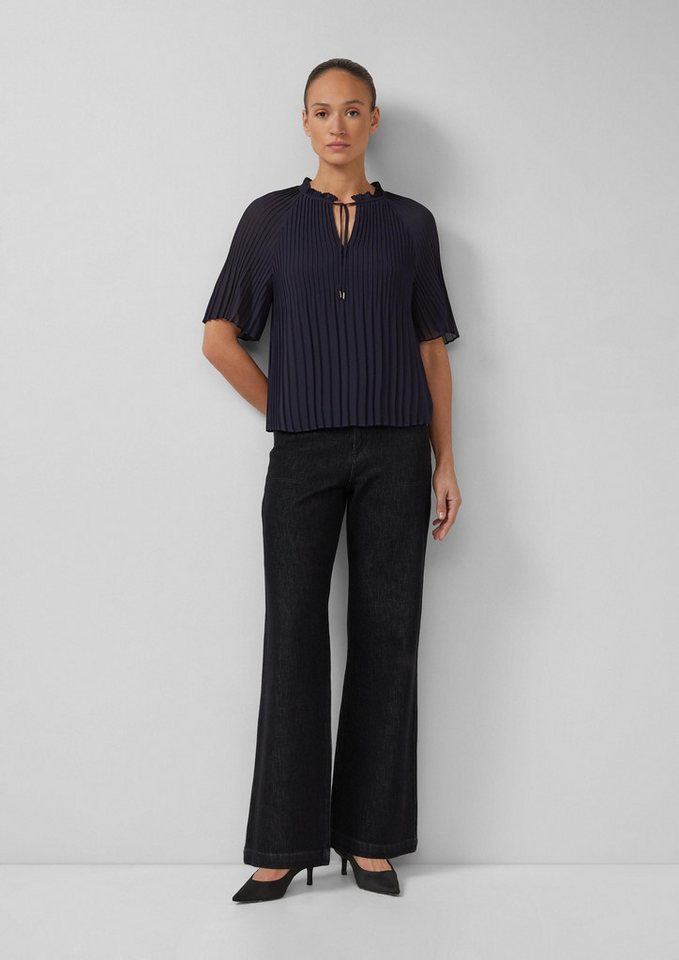 s.Oliver Kurzarmbluse Bluse Festliche Chiffon-Bluse mit Plissee und Rüschen – Bild 5 von 5