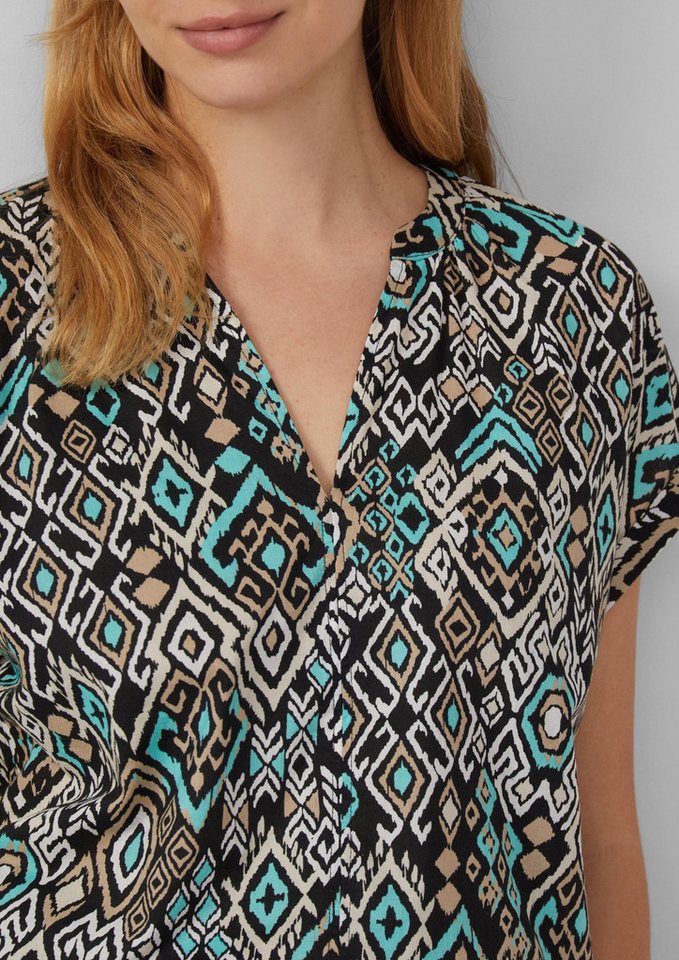 s.Oliver Kurzarmbluse Bluse Leichte Baumwoll-Bluse mit All-over-Print – Bild 4 von 5