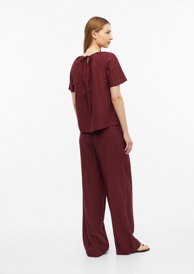 s.Oliver Kurzarmbluse Bluse Leinenmixbluse mit Schleifendetail am Rücken – Bild 3 von 5