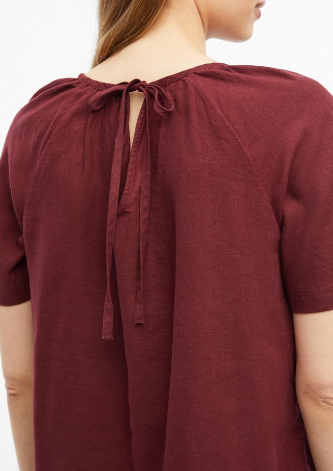 s.Oliver Kurzarmbluse Bluse Leinenmixbluse mit Schleifendetail am Rücken – Bild 4 von 5