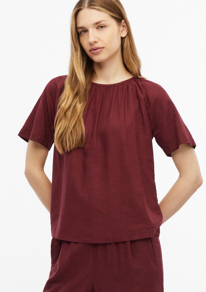 s.Oliver Kurzarmbluse Bluse Leinenmixbluse mit Schleifendetail am Rücken – Bild 5 von 5