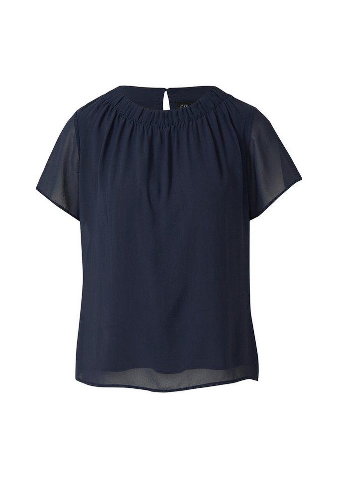 s.Oliver Kurzarmbluse Bluse Luftige Chiffon-Bluse mit gesteppter Raffung – Bild 2 von 5
