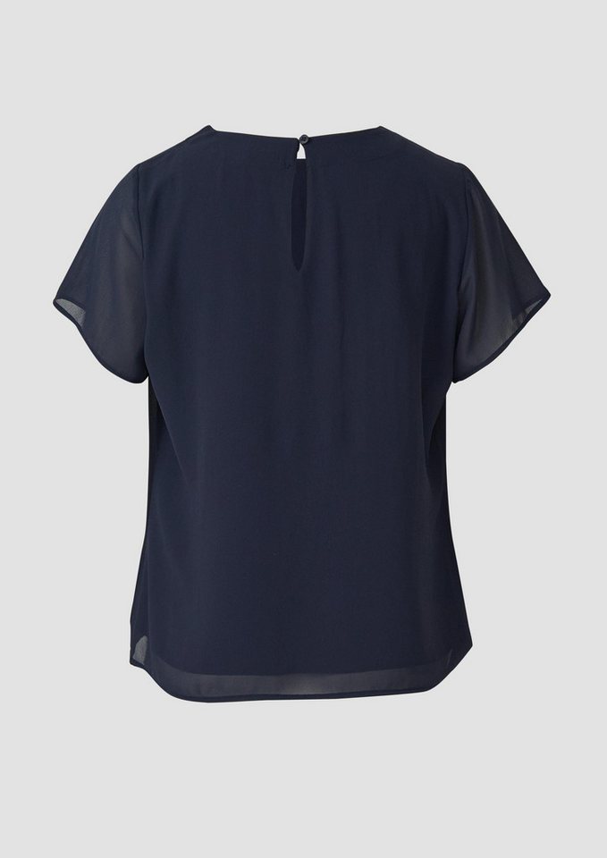 s.Oliver Kurzarmbluse Bluse Luftige Chiffon-Bluse mit gesteppter Raffung – Bild 3 von 5
