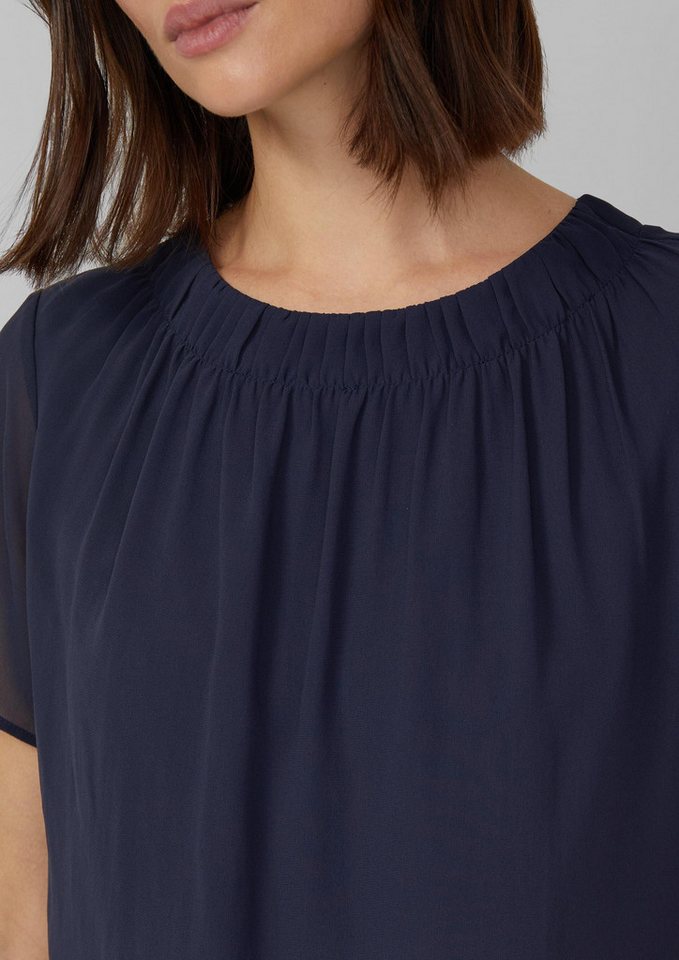s.Oliver Kurzarmbluse Bluse Luftige Chiffon-Bluse mit gesteppter Raffung – Bild 4 von 5