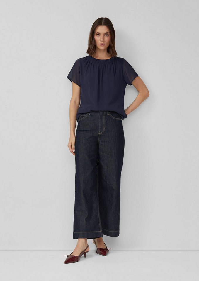 s.Oliver Kurzarmbluse Bluse Luftige Chiffon-Bluse mit gesteppter Raffung – Bild 5 von 5