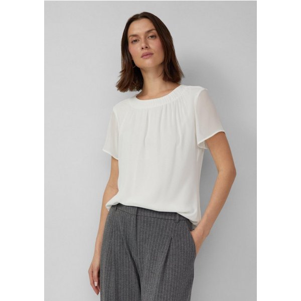 s.Oliver Kurzarmbluse Bluse Luftige Chiffon-Bluse mit gesteppter Raffung