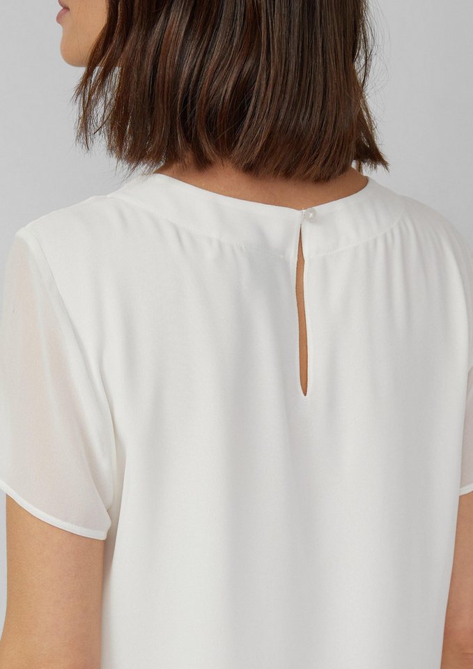 s.Oliver Kurzarmbluse Bluse Luftige Chiffon-Bluse mit gesteppter Raffung – Bild 4 von 5