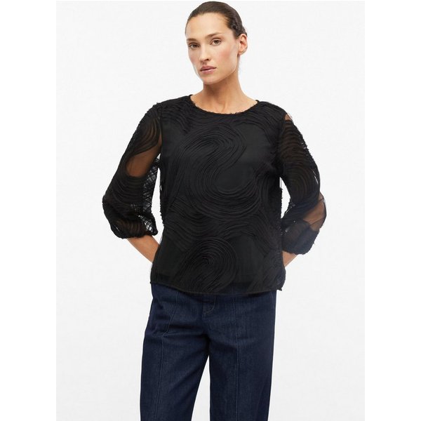 s.Oliver Kurzarmbluse Bluse Bluse mit Chiffon-Wellen-Muster