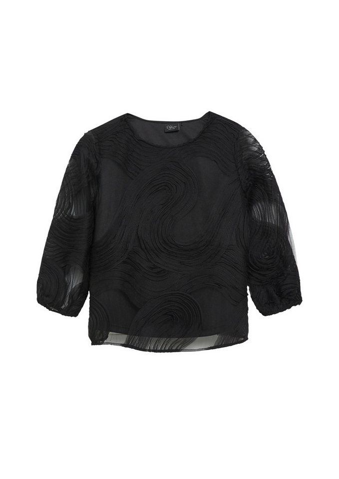 s.Oliver Kurzarmbluse Bluse Bluse mit Chiffon-Wellen-Muster – Bild 2 von 5