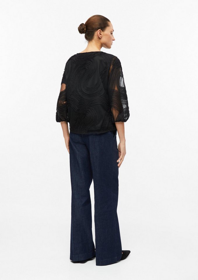 s.Oliver Kurzarmbluse Bluse Bluse mit Chiffon-Wellen-Muster – Bild 3 von 5