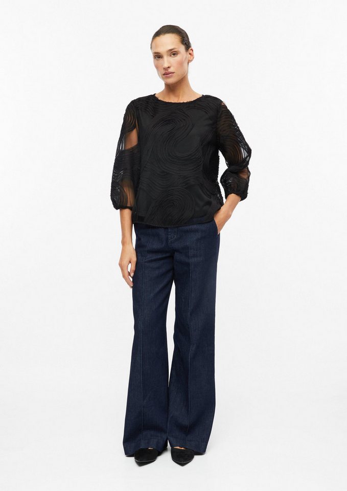 s.Oliver Kurzarmbluse Bluse Bluse mit Chiffon-Wellen-Muster – Bild 5 von 5