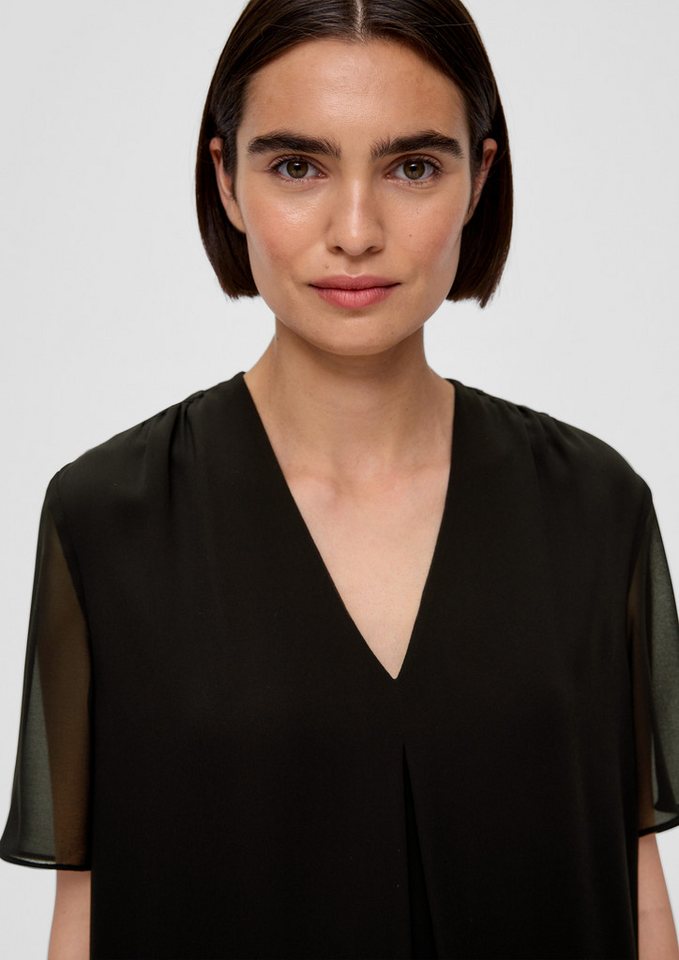 s.Oliver Kurzarmbluse Bluse Bluse mit V-Ausschnitt – Bild 4 von 5