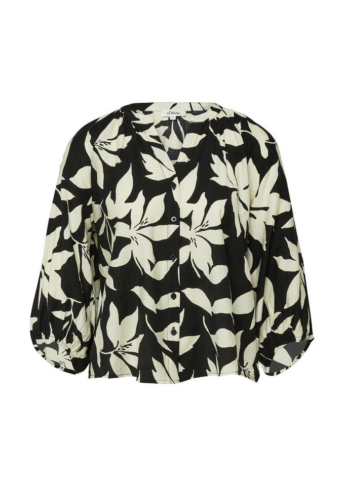 s.Oliver Kurzarmbluse Bluse Strukturierte Bluse mit weitem Ärmel – Bild 2 von 5