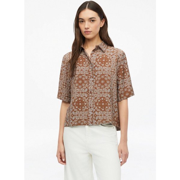 s.Oliver Kurzarmbluse Bluse Strukturierte Viskosemix-Bluse im Boxy Fit