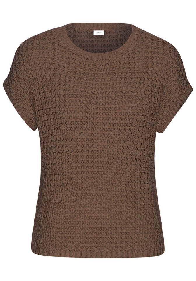 s.Oliver Kurzarmpullover mit weitem Rundhalsausschnitt Strickshirt aus Grobstrick, sommerlich, eleganter Strick, Basic – Bild 2 von 5
