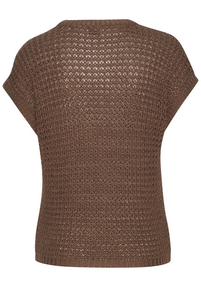 s.Oliver Kurzarmpullover mit weitem Rundhalsausschnitt Strickshirt aus Grobstrick, sommerlich, eleganter Strick, Basic – Bild 3 von 5