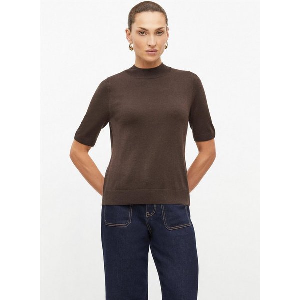 s.Oliver Kurzarmpullover Strickpullover Kurzarm-Pullover mit Rippblende