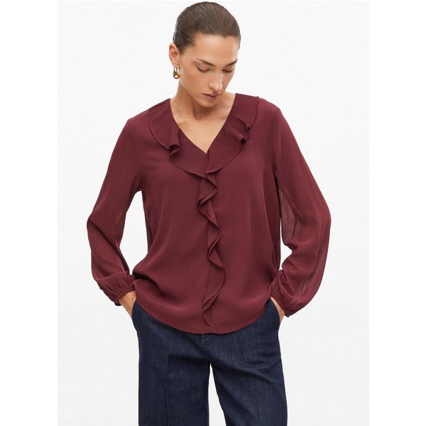 s.Oliver Langarmbluse Bluse Bluse aus Crinkle-Chiffon mit Volants