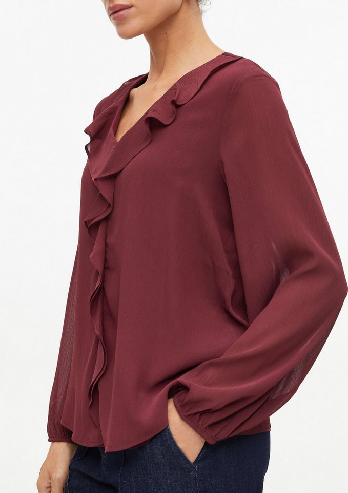 s.Oliver Langarmbluse Bluse Bluse aus Crinkle-Chiffon mit Volants – Bild 4 von 5
