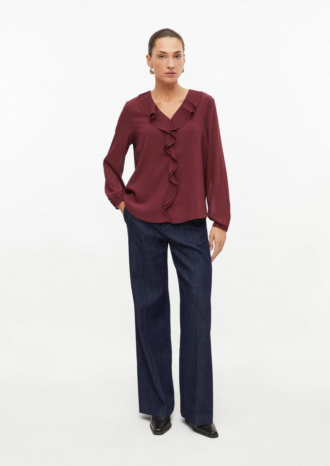 s.Oliver Langarmbluse Bluse Bluse aus Crinkle-Chiffon mit Volants – Bild 5 von 5
