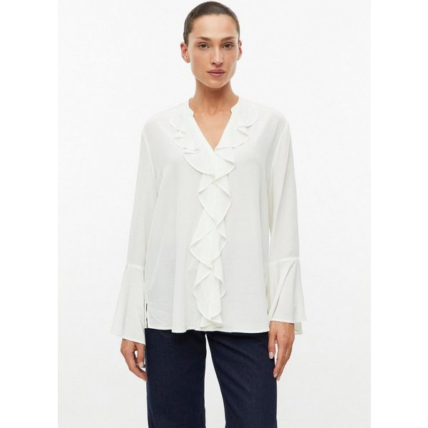 s.Oliver Langarmbluse Bluse Crêpe-Bluse mit Volants