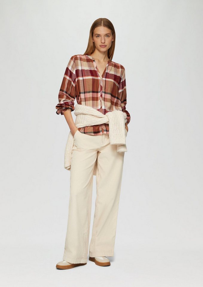 s.Oliver Langarmbluse Bluse Karierte Bluse aus Viskosemix – Bild 5 von 5