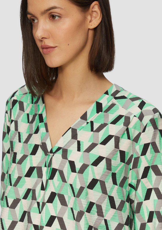s.Oliver Langarmbluse Bluse Strukturierte Bluse mit V-Ausschnitt – Bild 4 von 5