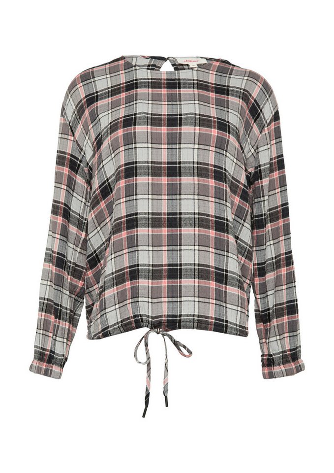 s.Oliver Langarmbluse Bluse Strukturierte Karo-Bluse aus Viskosemix – Bild 2 von 5