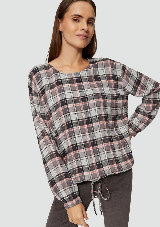 s.Oliver Langarmbluse Bluse Strukturierte Karo-Bluse aus Viskosemix – Bild 4 von 5
