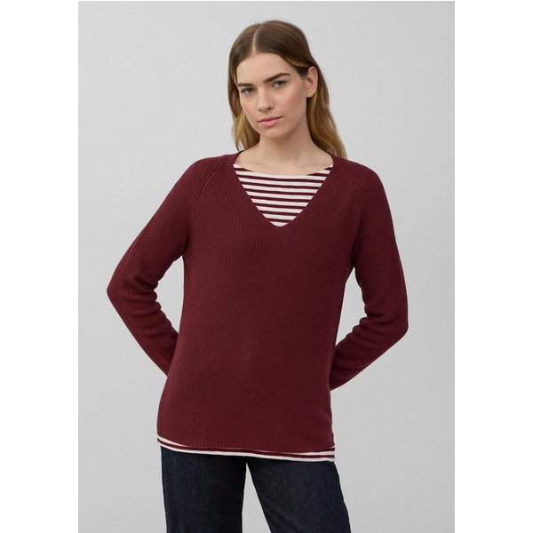 s.Oliver Longpullover Strickpullover Strickpullover aus Baumwollmix mit V-Ausschnitt