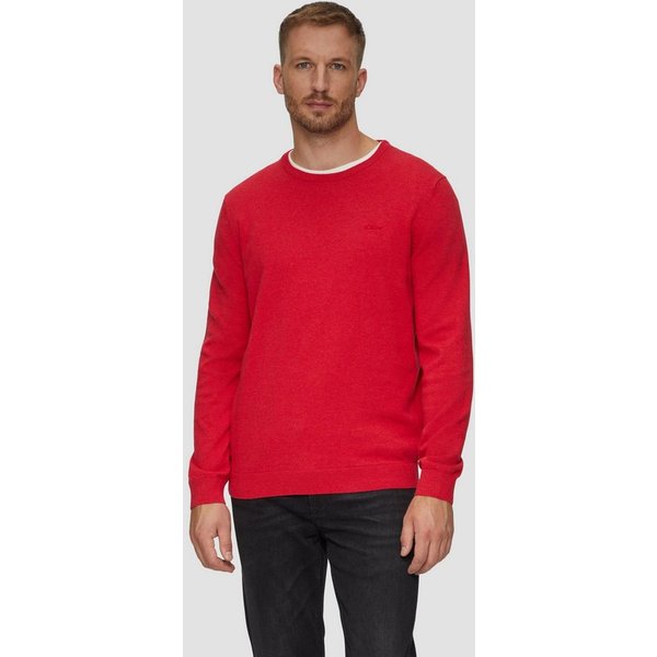 s.Oliver Longpullover Strickpullover Baumwollpullover mit Logo-Stickerei