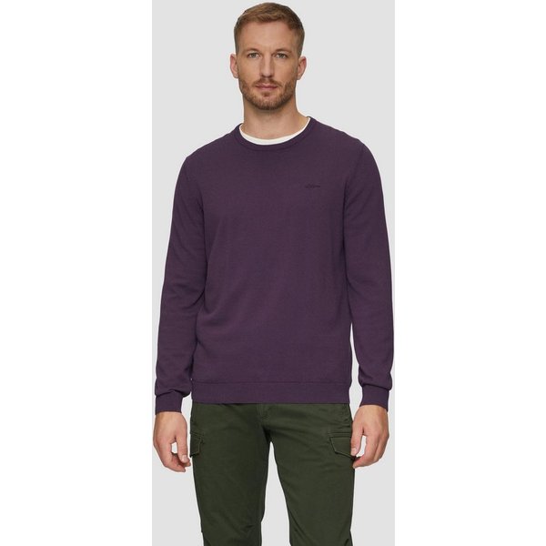 s.Oliver Longpullover Strickpullover Baumwollpullover mit Logo-Stickerei